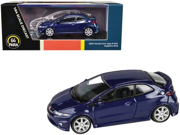 2007 Honda Civic Type R FN2 Sapphire Blue Metallic 1/64 Diecast Model Car by Paragon Models - Image 4