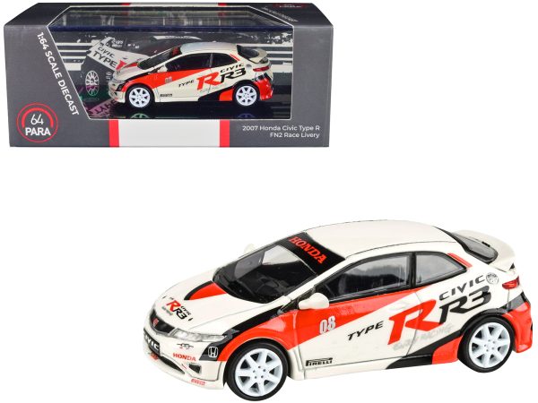 2007 Honda Civic Type R FN2 White "Race Livery" 1/64 Diecast Model Car by Paragon Models - Image 3
