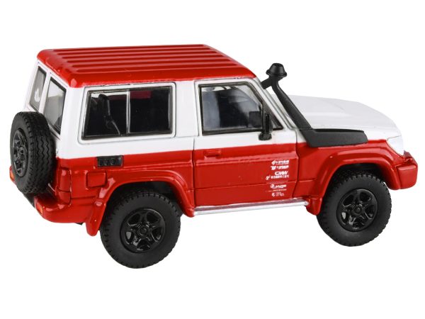 2014 Toyota Land Cruiser 71 SWB (Short Wheel Base) Red and White "2023 Auto Salon" 1/64 Diecast Model Car by Paragon Models - Image 3