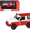2014 Toyota Land Cruiser 71 SWB (Short Wheel Base) Red and White "2023 Auto Salon" 1/64 Diecast Model Car by Paragon Models - Image 4