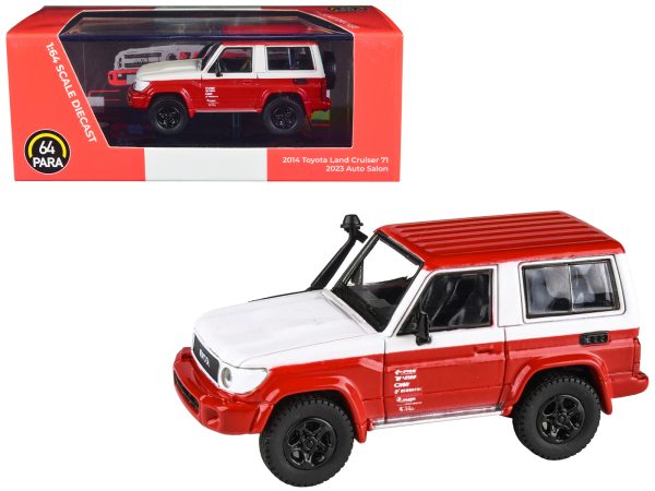 2014 Toyota Land Cruiser 71 SWB (Short Wheel Base) Red and White "2023 Auto Salon" 1/64 Diecast Model Car by Paragon Models - Image 4