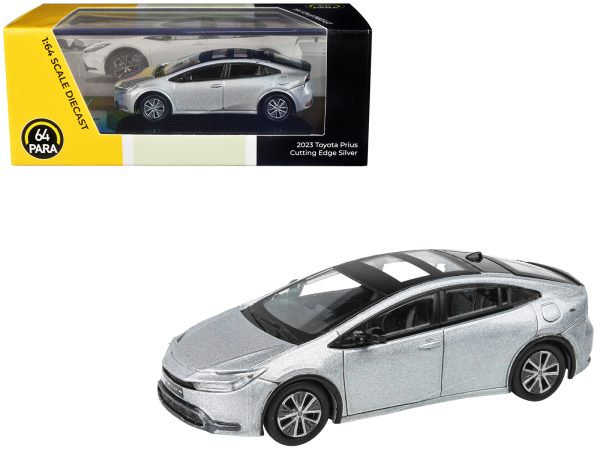 2023 Toyota Prius Cutting Edge Silver Metallic with Black Top and Sun Roof 1/64 Diecast Model Car by Paragon Models - Image 3
