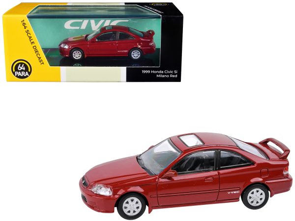 1999 Honda Civic Si Milano Red with Sun Roof 1/64 Diecast Model Car by Paragon Models - Image 2