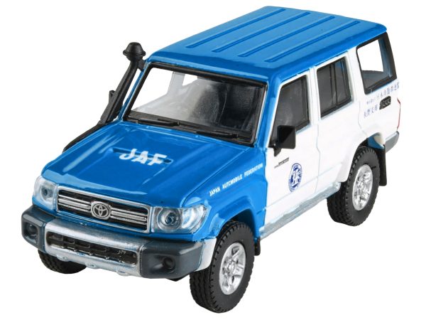 2014 Toyota Land Cruiser 76 RHD (Right Hand Drive) Blue and White "Japan Automobile Federation" 1/64 Diecast Model Car by Paragon Models - Image 2