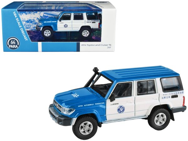 2014 Toyota Land Cruiser 76 RHD (Right Hand Drive) Blue and White "Japan Automobile Federation" 1/64 Diecast Model Car by Paragon Models - Image 4