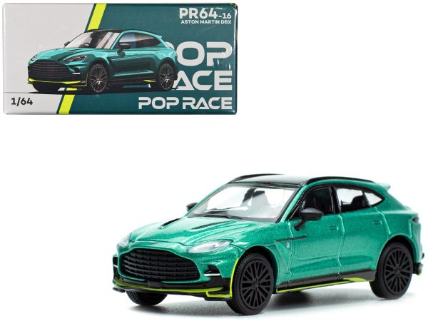 Aston Martin DBX Racing Green Metallic with Black Top 1/64 Diecast Model Car by Pop Race - Image 2