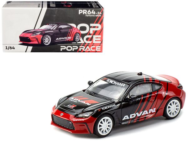 Toyota GR86 Red and Black "ADVAN" Livery 1/64 Diecast Model Car by Pop Race - Image 2