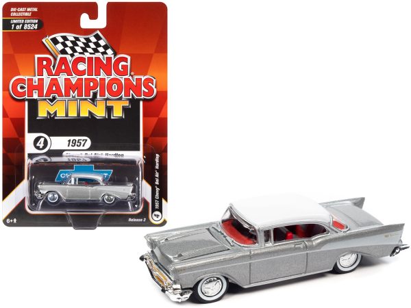 1957 Chevrolet Bel Air Hardtop Silver Metallic with White Top "Racing Champions Mint 2022" Release 2 Limited Edition to 8524 pieces Worldwide 1/64 Diecast Model Car by Racing Champions - Image 2