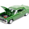 1964 Chevrolet Impala Lowrider Green Metallic with Graphics and Green Interior "Racing Champions Mint 2023" Release 1 Limited Edition to 3388 pieces Worldwide 1/64 Diecast Model Car by Racing Champions