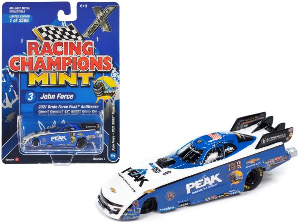 Chevrolet Camaro SS NHRA Funny Car John Force "Brute Force Peak" (2021) "John Force Racing" "Racing Champions Mint 2023" Release 1 Limited Edition to 2596 pieces Worldwide 1/64 Diecast Model Car by Racing Champions - Image 2