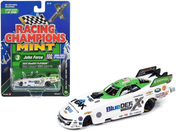 Chevrolet Camaro NHRA Funny Car John Force "BlueDEF Platinum" (2022) "John Force Racing" "Racing Champions Mint 2023" Release 1 Limited Edition to 2596 pieces Worldwide 1/64 Diecast Model Car by Racing Champions - Image 2