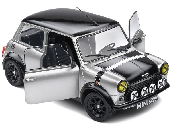 1998 Mini Cooper Sport Silver Metallic with Black Hood and Top 1/18 Diecast Model Car by Solido