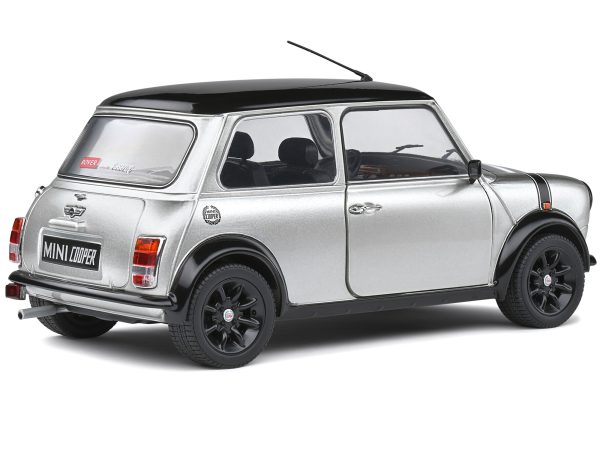 1998 Mini Cooper Sport Silver Metallic with Black Hood and Top 1/18 Diecast Model Car by Solido - Image 2
