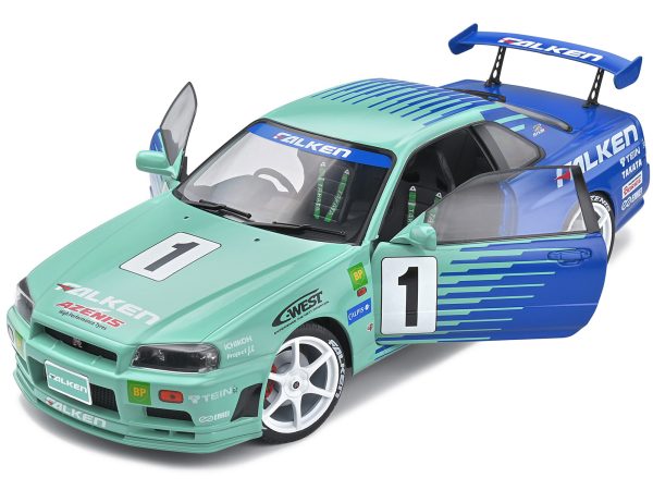 Nissan Skyline GT-R (R34) RHD (Right Hand Drive) #1 Hironori Takeuchi - Yuji Tachikawa "Falken" JGTC (Japan Grand Touring Championship) (2001) "Competition" Series 1/18 Diecast Model Car by Solido - Image 5