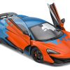 2019 McLaren 600LT Blue Metallic and Orange "Formula One Team Tribute" Livery 1/18 Diecast Model Car by Solido - Image 4