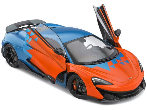 2019 McLaren 600LT Blue Metallic and Orange "Formula One Team Tribute" Livery 1/18 Diecast Model Car by Solido - Image 4