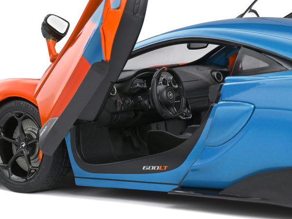 2019 McLaren 600LT Blue Metallic and Orange "Formula One Team Tribute" Livery 1/18 Diecast Model Car by Solido - Image 5