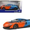2019 McLaren 600LT Blue Metallic and Orange "Formula One Team Tribute" Livery 1/18 Diecast Model Car by Solido - Image 2