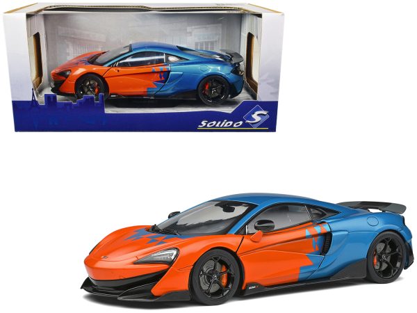 2019 McLaren 600LT Blue Metallic and Orange "Formula One Team Tribute" Livery 1/18 Diecast Model Car by Solido - Image 2