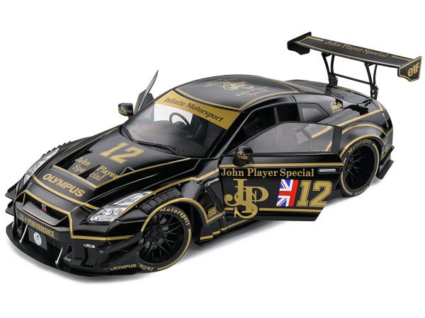 2022 Nissan GT-R (R35) RHD (Right Hand Drive) "Liberty Walk Type 2" Body Kit #12 Black "John Player Special" "Competition" Series 1/18 Diecast Model Car by Solido - Image 5