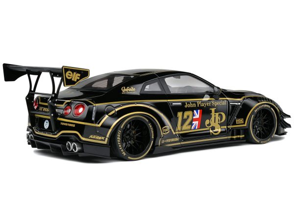 2022 Nissan GT-R (R35) RHD (Right Hand Drive) "Liberty Walk Type 2" Body Kit #12 Black "John Player Special" "Competition" Series 1/18 Diecast Model Car by Solido - Image 2