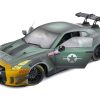 2022 Nissan GT-R (R35) RHD (Right Hand Drive) Liberty Walk 2.0 Body Kit "Army Fighter" "Competition" Series 1/18 Diecast Model Car by Solido - Image 5