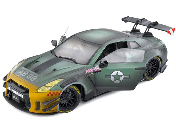 2022 Nissan GT-R (R35) RHD (Right Hand Drive) Liberty Walk 2.0 Body Kit "Army Fighter" "Competition" Series 1/18 Diecast Model Car by Solido - Image 5
