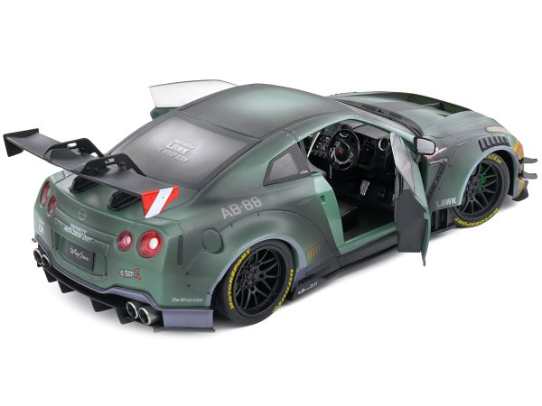 2022 Nissan GT-R (R35) RHD (Right Hand Drive) Liberty Walk 2.0 Body Kit "Army Fighter" "Competition" Series 1/18 Diecast Model Car by Solido - Image 3