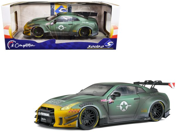 2022 Nissan GT-R (R35) RHD (Right Hand Drive) Liberty Walk 2.0 Body Kit "Army Fighter" "Competition" Series 1/18 Diecast Model Car by Solido - Image 4