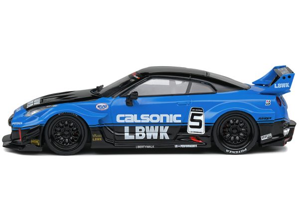 Nissan GT-R (R35) LB Silhouette Works GT RHD (Right Hand Drive) #5 Black and Blue "Calsonic" 1/43 Diecast Model Car by Solido - Image 3