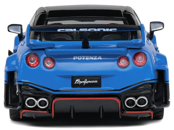 Nissan GT-R (R35) LB Silhouette Works GT RHD (Right Hand Drive) #5 Black and Blue "Calsonic" 1/43 Diecast Model Car by Solido - Image 5