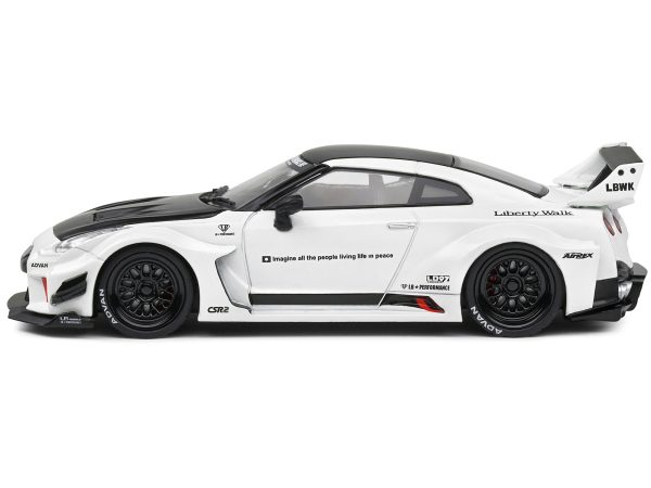2020 Nissan GTR (R35) "LBWK (LibertyWalk Body Kit)" RHD (Right Hand Drive) White with Black Hood and Top 1/43 Diecast Model Car by Solido