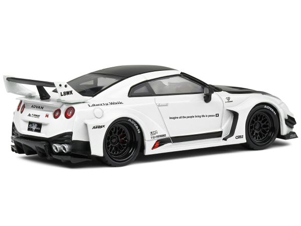 2020 Nissan GTR (R35) "LBWK (LibertyWalk Body Kit)" RHD (Right Hand Drive) White with Black Hood and Top 1/43 Diecast Model Car by Solido - Image 2
