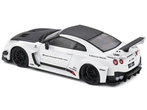 2020 Nissan GTR (R35) "LBWK (LibertyWalk Body Kit)" RHD (Right Hand Drive) White with Black Hood and Top 1/43 Diecast Model Car by Solido - Image 3