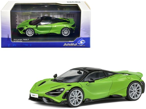 2020 McLaren 765 LT Lime Green Metallic and Black 1/43 Diecast Model Car by Solido - Image 3