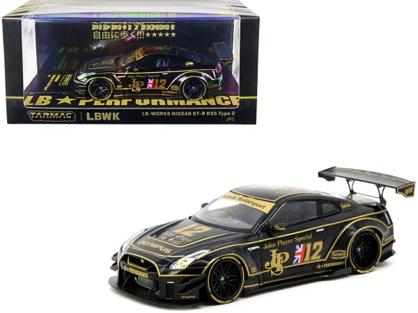 Nissan GT-R R35 Type 2 LB-Works RHD (Right Hand Drive) #12 Black "John Player Special" 1/43 Diecast Model Car by Tarmac Works - Image 2