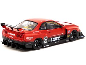 Nissan Skyline LB-ER34 Super Silhouette RHD (Right Hand Drive) #5 Wataru Kato "Liberty Walk" Red and Black "Hobby43" 1/43 Diecast Model Car by Tarmac Works