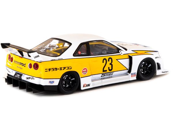Nissan Skyline LB-ER34 Super Silhouette RHD (Right Hand Drive) #23 "Liberty Walk - LB Performance" White with Graphics "Hobby43" Series 1/43 Diecast Model Car by Tarmac Works - Image 2