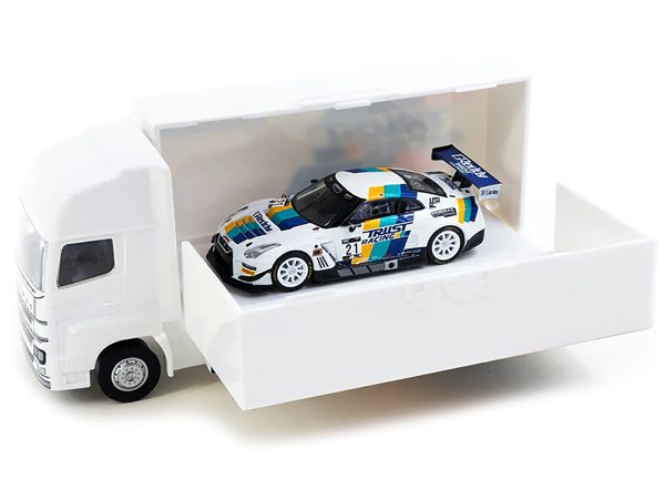 Nissan GT-R NISMO GT3 #21 Luis Moreno "Tarmac eMotorsports" "GT World Challenge Asia Esports" (2020) with Plastic Transporter Packaging "GReddy" 1/64 Diecast Model Car by Tarmac Works - Image 3