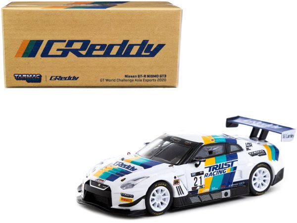 Nissan GT-R NISMO GT3 #21 Luis Moreno "Tarmac eMotorsports" "GT World Challenge Asia Esports" (2020) with Plastic Transporter Packaging "GReddy" 1/64 Diecast Model Car by Tarmac Works - Image 5