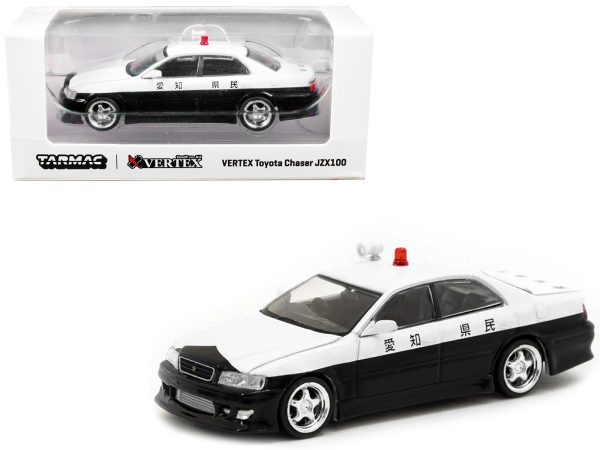 Toyota Vertex Chaser JZX100 RHD (Right Hand Drive) Japanese Police Black and White "Global64" Series 1/64 Diecast Model Car by Tarmac Works - Image 2