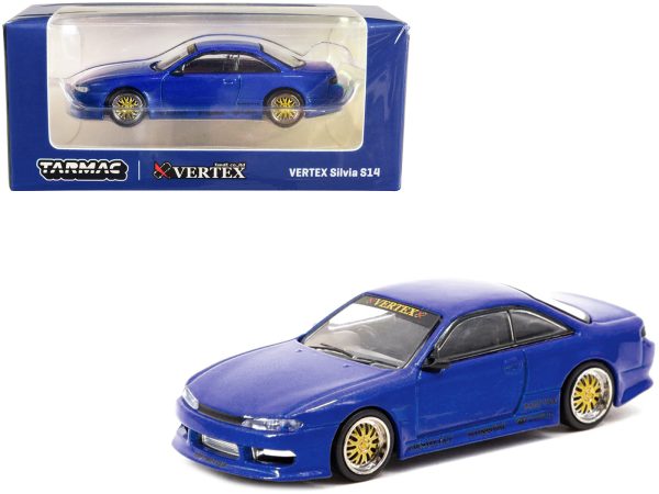 Nissan VERTEX Silvia S14 RHD (Right Hand Drive) Blue Metallic "Global64" Series 1/64 Diecast Model Car by Tarmac Works - Image 2