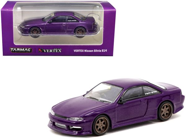 Nissan VERTEX Silvia S14 RHD (Right Hand Drive) Purple Metallic "Global64" Series 1/64 Diecast Model Car by Tarmac Works - Image 2