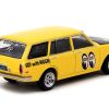 Datsun Bluebird 510 Wagon Yellow with Black Hood "Mooneyes" "Global64" Series 1/64 Diecast Model Car by Tarmac Works