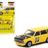 Datsun Bluebird 510 Wagon Yellow with Black Hood "Mooneyes" "Global64" Series 1/64 Diecast Model Car by Tarmac Works - Image 2
