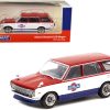 Datsun Bluebird 510 Wagon Service Car Red and White with Blue "Global64" Series 1/64 Diecast Model Car by Tarmac Works - Image 2