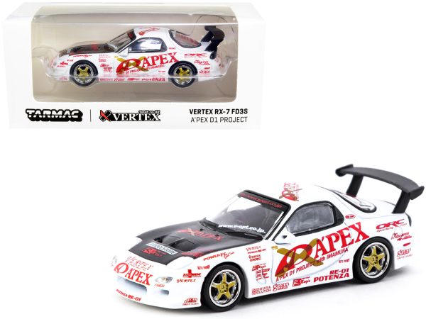 Vertex RX-7 FD3S White with Graphics RHD (Right Hand Drive) "A'Pex D1 Project" "Global64" Series 1/64 Diecast Model Car by Tarmac Works - Image 2