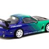 Mazda RX-7 FD3S RHD (Right Hand Drive) Green and Blue "Falken" Livery "Global64" Series 1/64 Diecast Model Car by Tarmac Works