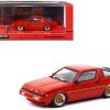 Mitsubishi Starion RHD (Right Hand Drive) Bright Red with Black Stripes "Road64" Series 1/64 Diecast Model Car by Tarmac Works - Image 2