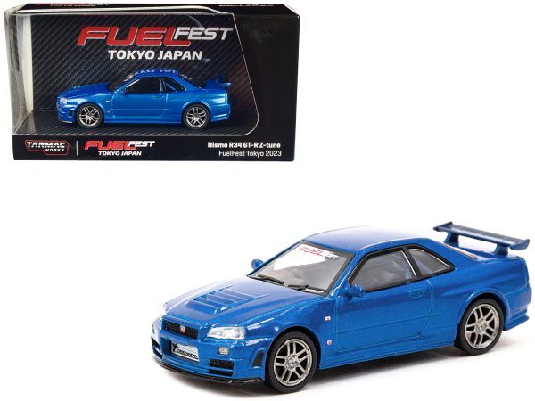 Nissan Nismo R34 GT-R Z-tune RHD (Right Hand Drive) Blue Metallic "FuelFest Tokyo" (2023) "Collab64" Series 1/64 Diecast Model Car by Schuco & Tarmac Works - Image 2
